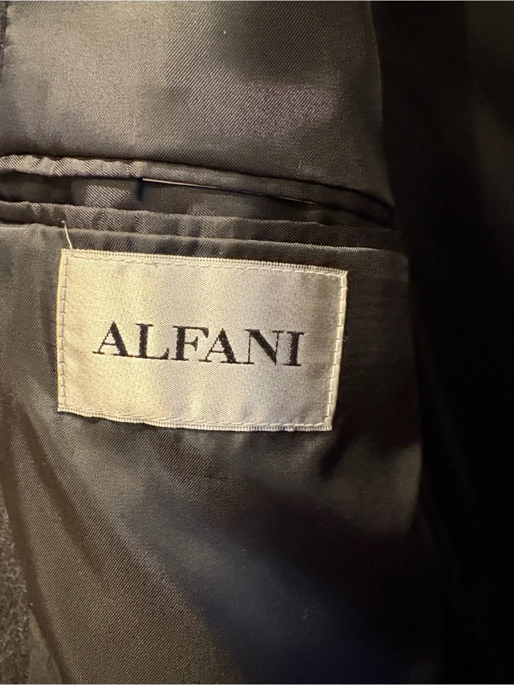 Vintage Alfani Men's Dark Charcoal Wool Pea Coat